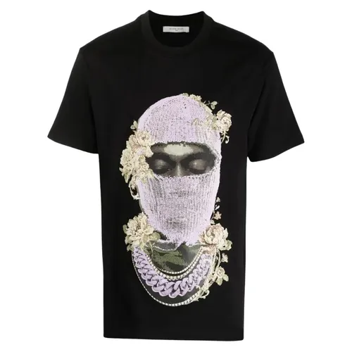 Áo Phông Nam Ih Nom Uh Nit Black Logo Mask Rose Printed NUS23241 Tshirt Màu Đen Size S - Thời trang - Vua Hàng Hiệu