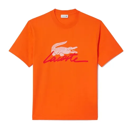 Thời trang - Áo Phông Nam Lacoste Men's Print T-Shirt TH6562 51 P40 Màu Cam Size S - Vua Hàng Hiệu