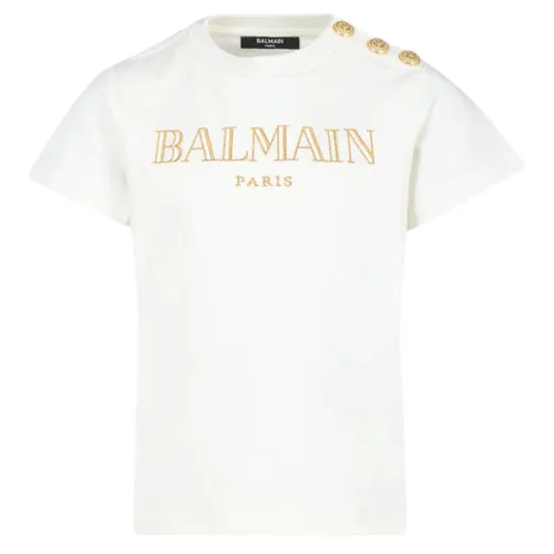 Áo Phông Nữ Balmain In White With Logo Engraved Buttons BV8B91 Z0082 102OR Tshirt Màu Trắng Size 12 - Thời trang - Vua Hàng Hiệu