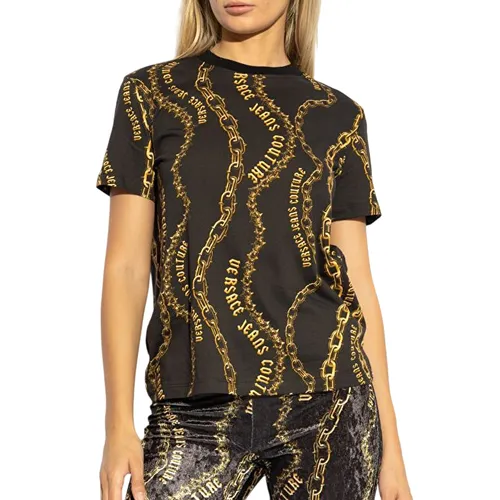 Áo Phông Nữ Versace Jeans Couture 77HAH613 JS365 G89 Tshirt Màu Đen Vàng Size XS - Thời trang - Vua Hàng Hiệu
