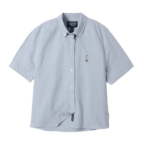 Thời trang - Áo Sơ Mi Cộc Tay WHOAU Steve Oxford WHYWF2501F Màu Xanh Nhạt Size S - Vua Hàng Hiệu
