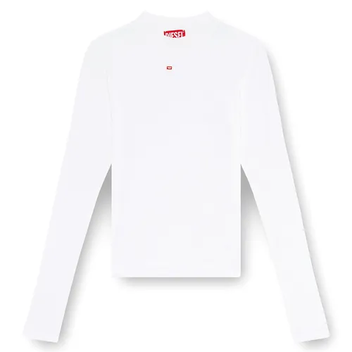 Diesel - Áo Thun Dài Tay Nữ Diesel Ribbed Top With Mock Neck Tshirts In White A103990BLAN100 Màu Trắng Size M - Vua Hàng Hiệu