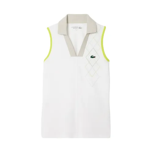 Áo Thun Polo Nữ Lacoste Slim Fit Ultra Dry Sleeveless Tennis PF7437 51 IEL Màu Trắng Xám Size 36