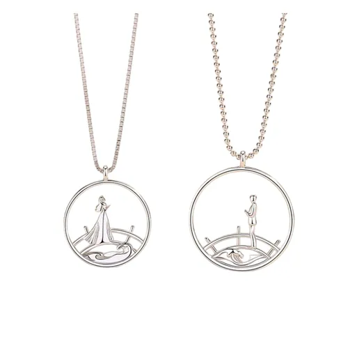 Dây Chuyền Bạc Đôi Lili Jewelry Cô Dâu Và Chú Rể Seward LILI_787994 Màu Bạc