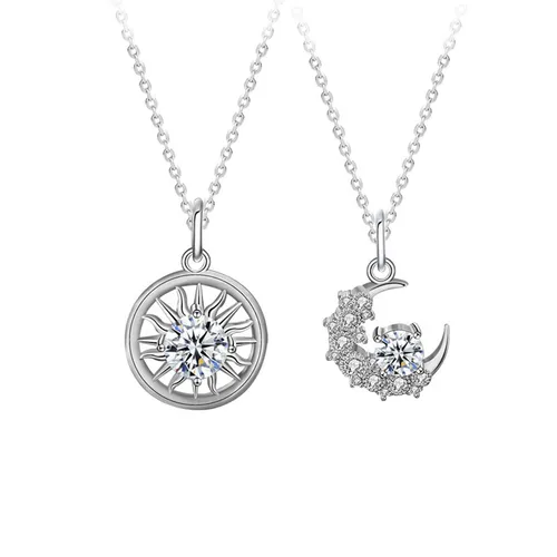 Dây Chuyền Đôi Lili Jewelry Bạc Đính Kim Cương Moissanite Hình Mặt Trăng Và Mặt Trời LILI_055054 Màu Bạc - Trang sức - Vua Hàng Hiệu