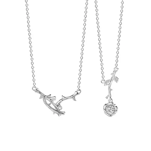 Dây Chuyền Đôi Lili Jewelry Bông Hồng Tình Yêu Rose LILI_123146 Màu Bạc