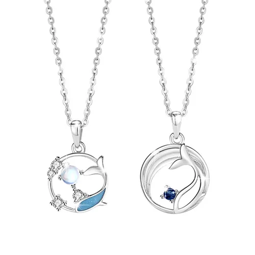 Dây Chuyền Đôi Lili Jewelry Đính Đá CZ Cá Voi Và Biển Adonis LILI_106115 Màu Bạc