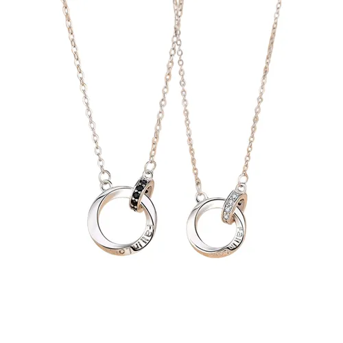 Dây Chuyền Đôi Lili Jewelry Đính Đá CZ Cặp Nhẫn Shanley LILI_489425 Màu Bạc