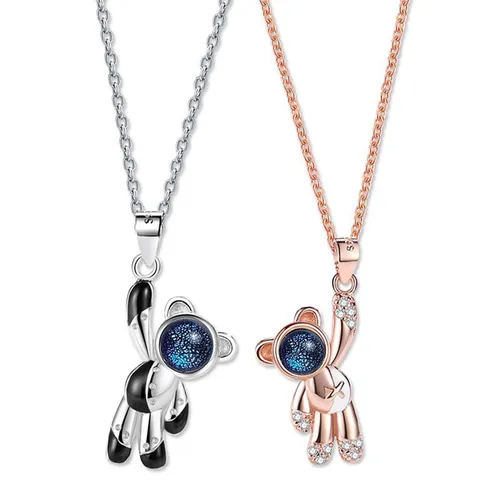 Dây Chuyền Đôi Lili Jewelry Đính Đá CZ Gấu Phi Hành Gia LILI_856729 Màu Bạc/Vàng Hồng