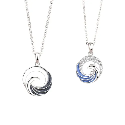 Dây Chuyền Đôi Lili Jewelry Đính Đá CZ Hình Sóng Và Gió Mabel LILI_753198 Màu Bạc - Trang sức - Vua Hàng Hiệu