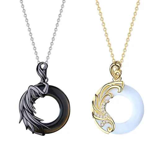 Dây Chuyền Đôi Lili Jewelry Đính Đá Opal Obsidian LILI_979263 Màu Bạc/Vàng