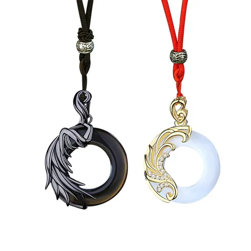 Dây Chuyền Đôi Lili Jewelry Đính Đá Opal Obsidian LILI_979263 Màu Đen/Trắng (Dây Vải)