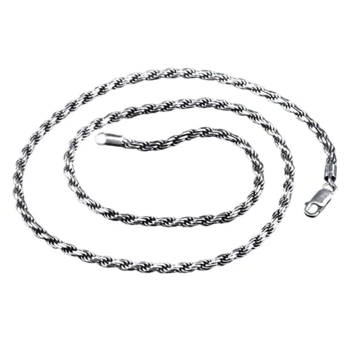 Dây Chuyền Nam Lili Jewelry Bạc Thái Bện Xoắn To Nhỏ LILI_694567 Màu Bạc 3mm Size 45