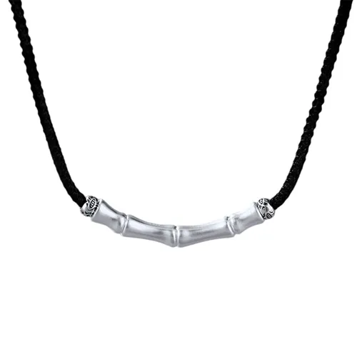Dây Chuyền Nam Lili Jewelry Dây Bện Hình Đốt Tre Spencer LILI_095065 Màu Bạc/Đen