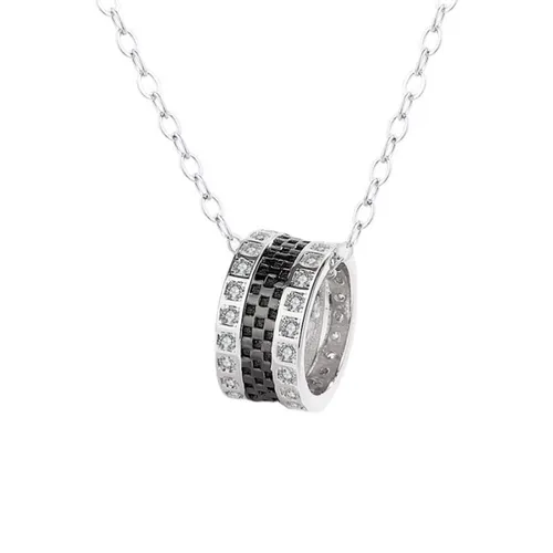Dây Chuyền Nam Lili Jewelry Đính Đá CZ Hình Chiếc Nhẫn Alexis LILI_078869 Màu Bạc Đen