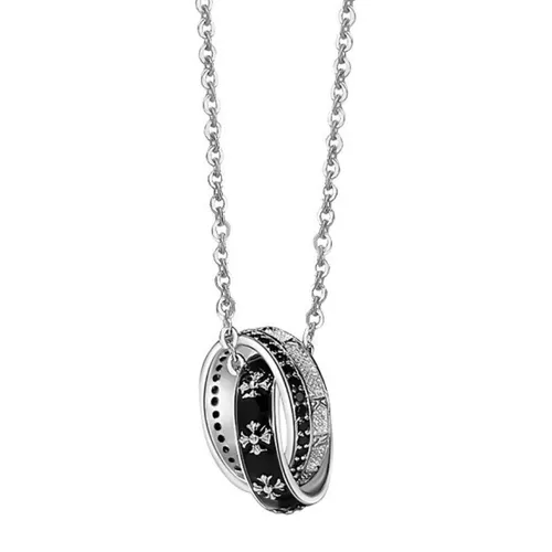 Trang sức Đen Dây chuyền - Dây Chuyền Nam Lili Jewelry Đính Đá CZ Hình Nhẫn Đôi Chữ Thập Jonah LILI_106014 Màu Đen - Vua Hàng Hiệu