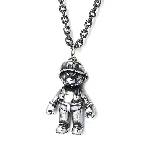 Mặt Dây Chuyền Nam Lili Jewelry Nhân Vật Mario LILI_076153 Màu Bạc