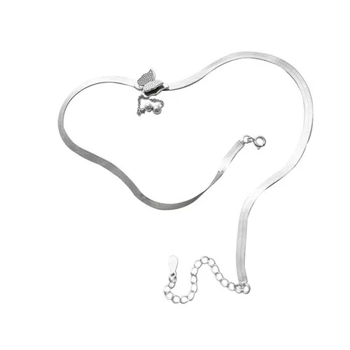 Dây Chuyền Nữ Lili Jewelry Bạc Choker Dạng Mì Dẹt LILI_336865 Màu Bạc