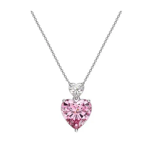 Trang sức - Dây Chuyền Nữ Lili Jewelry Bạc Đính Đá Carbon Tổng Hợp Hình Trái Tim LILI_727292 Màu Bạc Hồng - Vua Hàng Hiệu