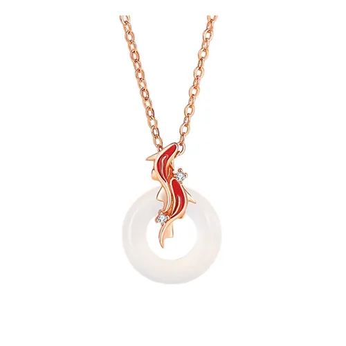 Dây Chuyền Nữ Lili Jewelry Bạc Đính Đá Chalcedony Đồng Điếu Song Ngư Kylee LILI_105554 Màu Vàng Hồng