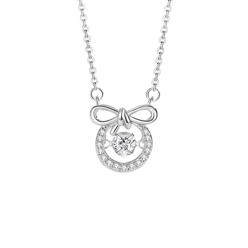 Dây Chuyền Nữ Lili Jewelry Bạc Đính Đá CZ Chiếc Nơ Xinh Xắn Jade LILI_125690 Màu Bạc