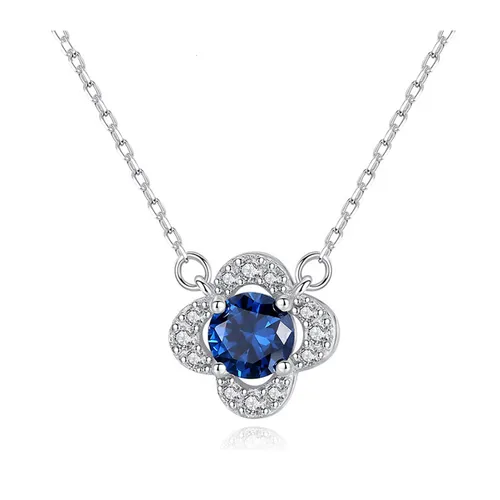 Dây Chuyền Nữ Lili Jewelry Bạc Đính Đá CZ Cỏ 4 Lá May Mắn Carly LILI_098192 Màu Bạc Xanh - Trang sức - Vua Hàng Hiệu