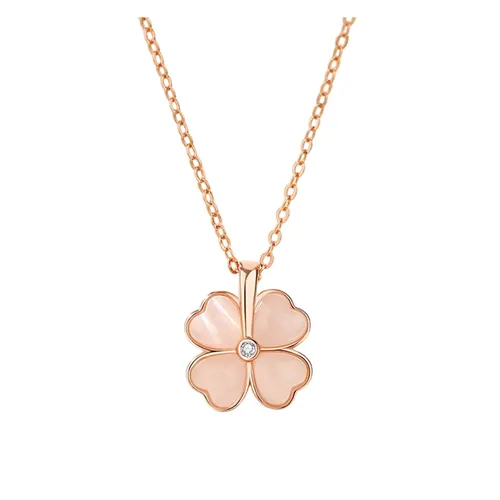 Dây Chuyền Nữ Lili Jewelry Bạc Đính Đá CZ Cỏ 4 Lá Sienna LILI_159678 Màu Vàng Hồng