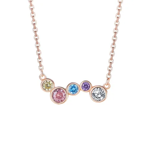 Dây Chuyền Nữ Lili Jewelry Bạc Đính Đá CZ Hình Cầu Vồng Colorful Rainbow LILI_125699 Màu Vàng Hồng - Trang sức - Vua Hàng Hiệu