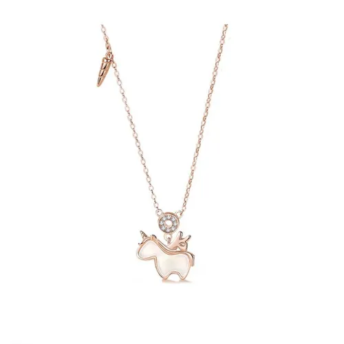 Dây Chuyền Nữ Lili Jewelry Bạc Đính Đá CZ Hình Chú Kỳ Lần Dễ Thương Elain LILI_152796 Màu Vàng Hồng
