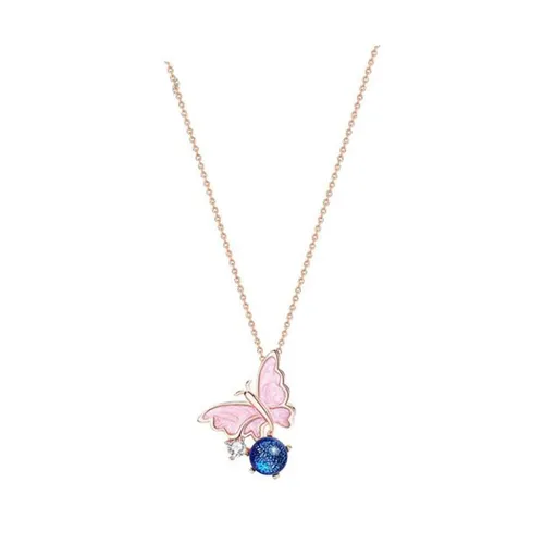 Dây Chuyền Nữ Lili Jewelry Bạc Đính Đá CZ Hình Hồ Điệp Vivian LILI_981476 Màu Vàng Hồng