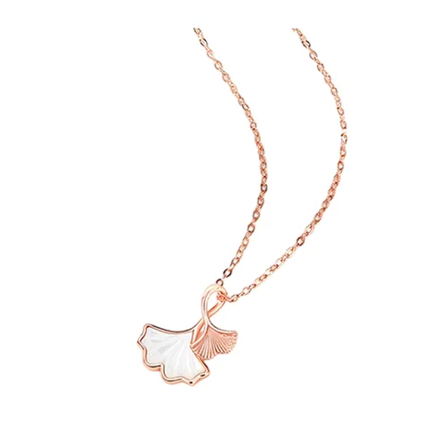 Dây Chuyền Nữ Lili Jewelry Bạc Đính Đá CZ Hình Lá Bạch Quả Esther LILI_159668 Màu Vàng Hồng - Trang sức - Vua Hàng Hiệu