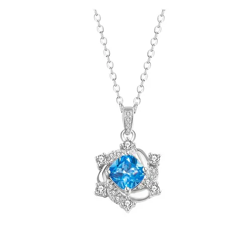 Dây Chuyền Nữ Lili Jewelry Bạc Đính Đá CZ Hình Ngôi Sao 6 Cánh Rylee LILI_159578 Màu Bạc Xanh - Trang sức - Vua Hàng Hiệu