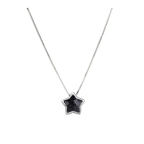 Dây Chuyền Nữ Lili Jewelry Bạc Đính Đá CZ Hình Ngôi Sao Karina LILI_105383 Màu Bạc Đen