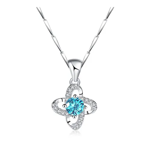 Dây Chuyền Nữ Lili Jewelry Bạc S999 Đính Đá CZ Cỏ 4 Lá LILI_212567 Màu Bạc Xanh - Trang sức - Vua Hàng Hiệu
