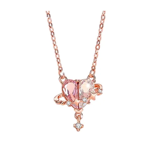 Trang sức - Dây Chuyền Nữ Lili Jewelry Bạc Đính Đá CZ Hình Trái Tim Ánh Sao Ezra LILI_105123 Màu Vàng Hồng - Vua Hàng Hiệu