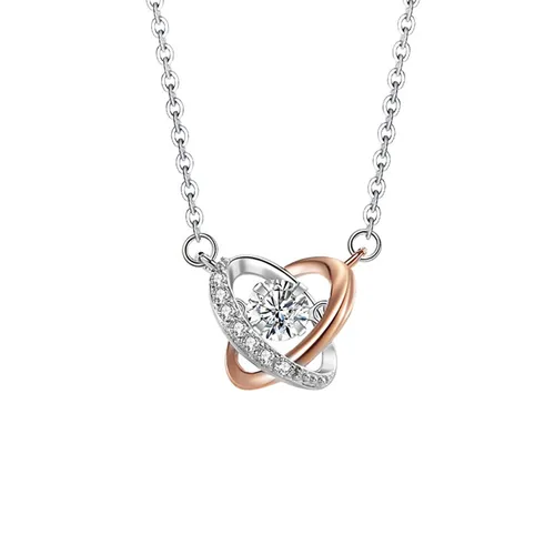 Dây Chuyền Nữ Lili Jewelry Bạc Đính Đá CZ Hình Trái Tim Cách Điệu Gabriella LILI_125709 Màu Bạc Vàng