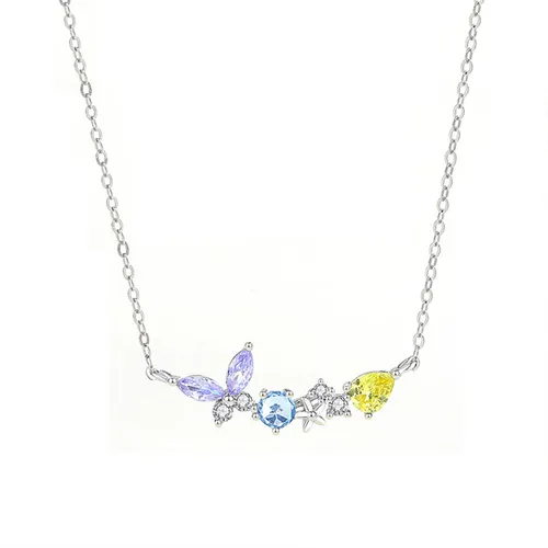 Dây Chuyền Nữ Lili Jewelry Bạc Đính Đá CZ Hoa Bướm Rosalie LILI_091962 Màu Bạc