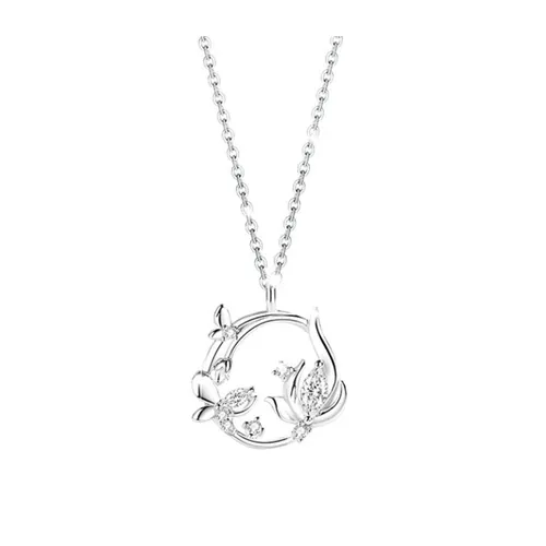 Dây Chuyền Nữ Lili Jewelry Bạc Đính Đá CZ Hoa Hồ Điệp Paulina LILI_098234 Màu Bạc