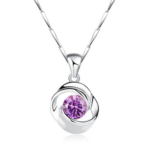 Dây Chuyền Nữ Lili Jewelry Bạc Đính Đá CZ Hoa Hồng Tình Yêu LILI_357949 Màu Bạc Tím