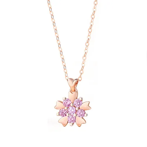 Dây Chuyền Nữ Lili Jewelry Bạc Đính Đá CZ Hoa Huệ Tây Amara LILI_092752 Màu Vàng Hồng - Trang sức - Vua Hàng Hiệu