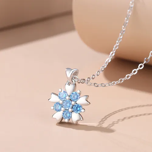 Dây Chuyền Nữ Lili Jewelry Bạc Đính Đá CZ Hoa Huệ Tây Amara LILI_092752 Màu Xanh Bạc - Trang sức - Vua Hàng Hiệu