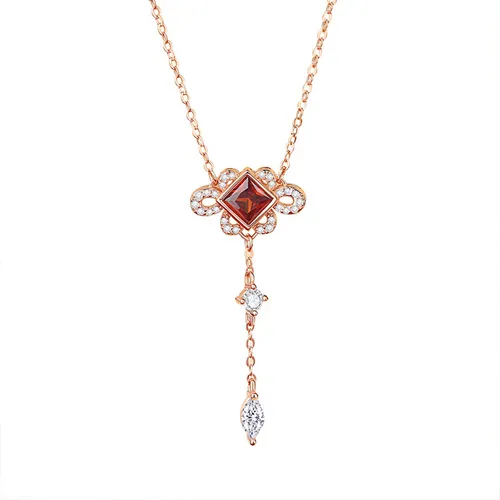 Dây Chuyền Nữ Lili Jewelry Bạc Đính Đá CZ Juniper LILI_125938 Màu Vàng Hồng