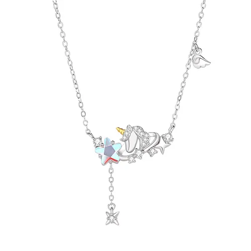 Dây Chuyền Nữ Lili Jewelry Bạc Đính Đá CZ Kỳ Lân Lấp Lánh Eva LILI_125878 Màu Bạc