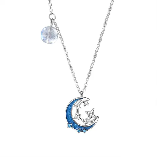 Dây Chuyền Nữ Lili Jewelry Bạc Đính Đá CZ Mặt Trăng Sao Willa LILI_091681 Màu Xanh Bạc - Trang sức - Vua Hàng Hiệu