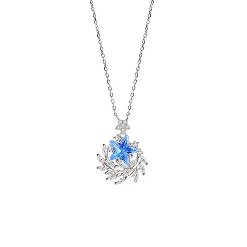 Dây Chuyền Nữ Lili Jewelry Bạc Đính Đá CZ Ngôi Sao May Mắn Hadley LILI_125903 Màu Xanh Bạc