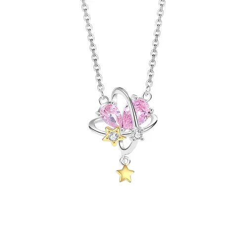 Dây Chuyền Nữ Lili Jewelry Bạc Đính Đá CZ Tình Yêu Lấp Lánh Ariana LILI_125717 Màu Hồng Bạc