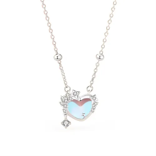 Dây Chuyền Nữ Lili Jewelry Bạc Đính Đá CZ Trái Tim Cách Điệu Arya LILI_125980 Màu Xanh Bạc - Trang sức - Vua Hàng Hiệu