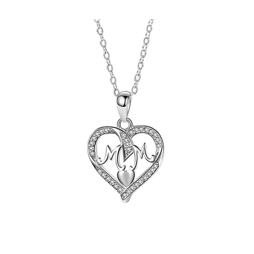Dây Chuyền Nữ Lili Jewelry Bạc Đính Đá CZ Trái Tim MOM LILI_275239 Màu Bạc