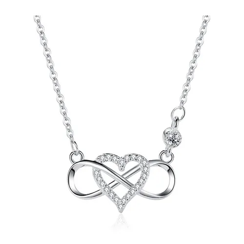 Dây Chuyền Nữ Lili Jewelry Bạc Đính Đá CZ Trái Tim Tình Yêu Vô Cực LILI_451873 Màu Bạc - Trang sức - Vua Hàng Hiệu