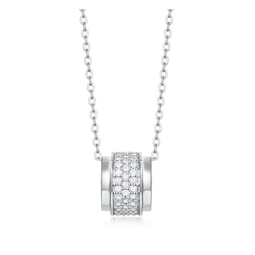 Dây Chuyền Nữ Lili Jewelry Bạc Đính Kim Cương Moissanite Tròn Cách Điệu LILI_219917 Màu Bạc